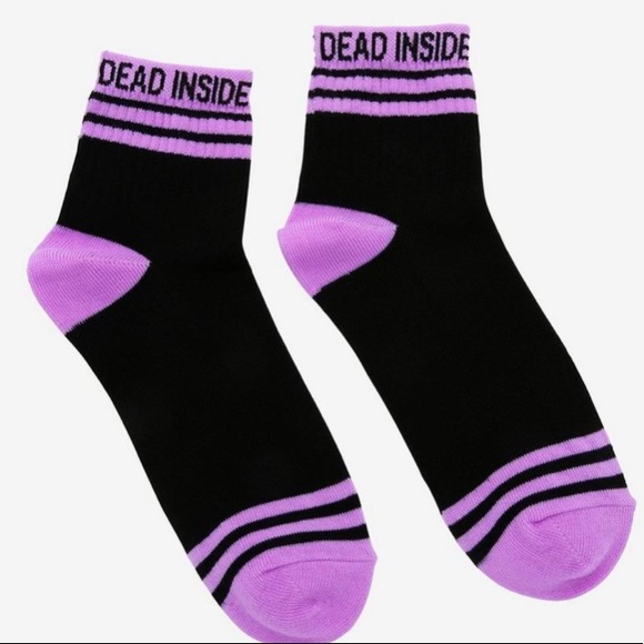 2/$12 Dead Inside Purple &‎ Black Ankle Socks Hot Topic - Picture 3 of 3